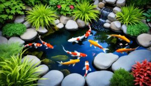 Koi Fish in a Pond
